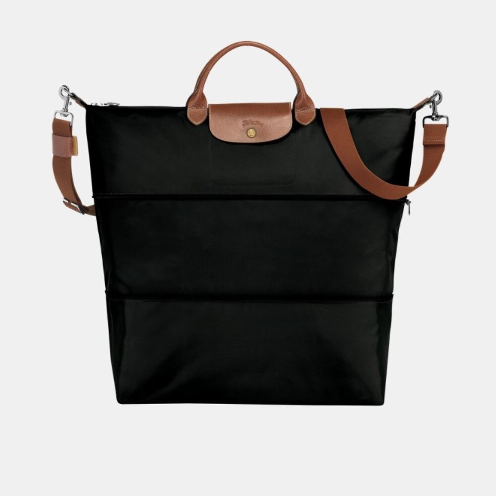 New Le Pliage Original Travel Bag Expandable Black - Recycled Canvas